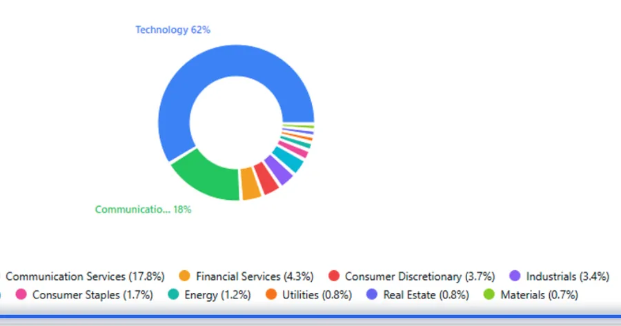 Portfolio-Look-Through von Meine Finanzfreiheit zeigt 62 % Konzentration in einem Sektor und die echten zugrunde liegenden Aktien über mehrere ETFs hinweg